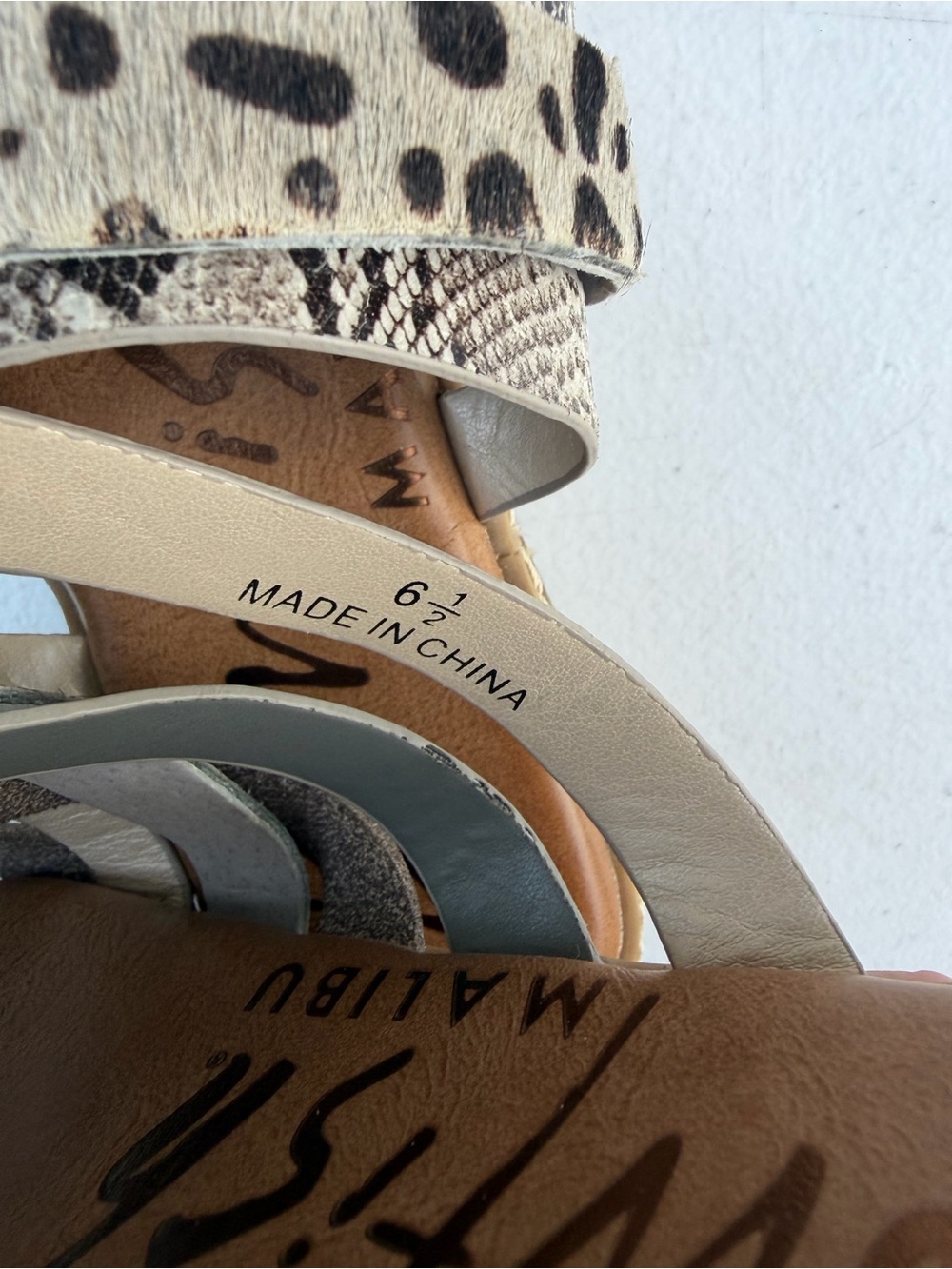 Blowfish Malibu Sandals Womens 6.5 Orrah Snakeskin Slip On Slide Brown Leather - Picture 4 of 5